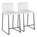 Mara 26" Contemporary Counter Stool in Black Metal and White Faux Leather by LumiSource - Set of 2