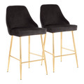 Marcel Contemporary/Glam Counter Stool in Gold Metal and Black Velvet by LumiSource - Set of 2