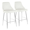 Marcel Contemporary Counter Stool in Chrome and White Velvet by LumiSource - Set of 2