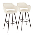 Margarite Contemporary Barstool in Black Metal and Cream Faux Leather by LumiSource - Set of 2