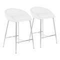 Matisse Glam 26" Counter Stool with Chrome Frame and White Faux Leather by LumiSource - Set of 2