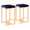 Midas 26" Contemporary-Glam Counter Stool in Gold with Blue Velvet Cushion by LumiSource - Set of 2