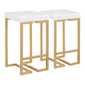 Midas 26" Contemporary-glam Counter Stool in Gold with White Velvet Cushion by LumiSource - Set of 2