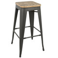 Oregon Industrial Stackable Barstool in Grey and Brown by LumiSource - Set of 2