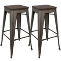 Oregon Industrial Stackable Barstool in Antique and Espresso by LumiSource - Set of 2