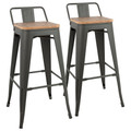 Oregon Industrial Low Back Barstool in Grey and Brown by LumiSource - Set of 2