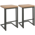 Roman Industrial Counter Stool in Grey and Camel Faux Leather by LumiSource - Set of 2