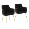 Andrew Contemporary Dining/Accent Chair in Gold Metal and Black Velvet by LumiSource - Set of 2