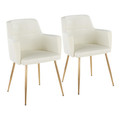 Andrew Contemporary Dining/Accent Chair in Gold Metal and Cream Velvet by LumiSource - Set of 2