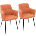 Andrew Contemporary Dining/Accent Chair in Black with Orange Fabric by LumiSource - Set of 2