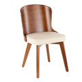 Bocello Mid-Century Chair in Walnut and Cream Faux Leather by LumiSource