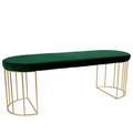 Canary Contemporary-Glam Dining/Entryway Bench in Gold and Green Velvet by LumiSource