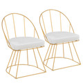 Canary Contemporary Dining/Accent Chair in Gold and White Velvet Fabric by LumiSource - Set of 2
