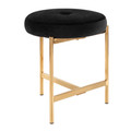 Chloe Contemporary Vanity Stool in Gold Metal and Black Velvet by LumiSource