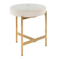 Chloe Contemporary Vanity Stool in Gold Metal and White Velvet by LumiSource