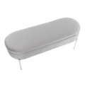 Chloe Contemporary/Glam Storage Bench in Chrome Metal and Grey Velvet by LumiSource