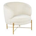 Chloe Contemporary Accent Chair in Gold Metal and Cream Velvet by LumiSource