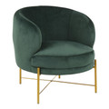 Chloe Contemporary Accent Chair in Gold Metal and Emerald Green Velvet by LumiSource