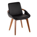 Cosmo Mid-Century Chair in Walnut and Black Faux Leather by LumiSource