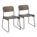Dali Industrial Chair in Black Metal and Espresso Wood By LumiSource. - Set of 2