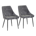 Diana Contemporary Chair in Black Metal and Dark Grey Velvet by LumiSource - Set of 2