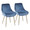 Diana Contemporary Chair in Satin Brass Metal and Blue Velvet by LumiSource - Set of 2