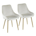Diana Contemporary Chair in Satin Brass Metal and Cream Velvet by LumiSource - Set of 2