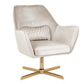 Diana Contemporary Lounge Chair in Gold Metal and Cream Velvet by LumiSource