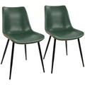 Durango Industrial Dining Chair in Black with Green Vintage Faux Leather by LumiSource - Set of 2