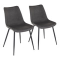 Durango Industrial Dining Chair in Black with Vintage Grey Faux Leather by LumiSource - Set of 2