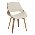 Fabrizzi Mid-Century Modern Dining/Accent Chair in Walnut and Cream Fabric by LumiSource