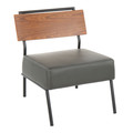 Fiji Contemporary Accent Chair in Grey Faux Leather with Walnut Wood Accent by LumiSource