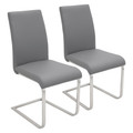 Foster Contemporary Dining Chair in Grey Faux Leather by LumiSource - Set of 2