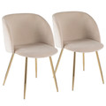 Fran Contemporary Chair in Gold Metal and Cream Velvet by LumiSource - Set of 2