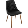 Giovanni Mid-Century Modern Dining/Accent Chair in Walnut and Black Quilted Faux Leather by LumiSource
