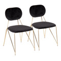 Gwen Contemporary-Glam Chair in Gold Metal with Black Velvet by LumiSource - Set of 2