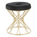 Jasmine Contemporary Vanity Stool in Gold Metal and Black Velvet by LumiSource