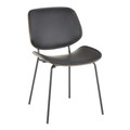 Industrial Lombardi Chair in Black Metal and Black Faux Leather with Dark Walnut Wood Accent by LumiSource