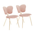 Madeline Contemporary/Glam Chair in Gold Metal and Blush Pink Velvet by LumiSource - Set of 2