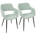 Margarite Mid-Century Modern Dining/Accent Chair in Black with Light Green Fabric by LumiSource - Set of 2