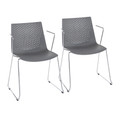 Matcha Contemporary Chair in Chrome and Grey by LumiSource - Set of 2
