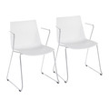 Matcha Contemporary Chair in Chrome and White by LumiSource - Set of 2