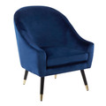 Matisse Contemporary/Glam Accent Chair in Blue Velvet with Gold Accent by LumiSource