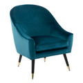 Matisse Contemporary/Glam Accent Chair in Teal Velvet with Gold Accent by LumiSource