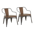 Oregon Industrial Accent Chair in Antique Metal and Espresso Faux Leather by LumiSource - Set of 2