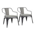 Oregon Industrial Accent Chair in Black Metal and Light Grey Fabric by LumiSource - Set of 2