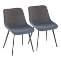 Outlaw Industrial Two-Tone Chair in Black Metal with Blue Faux Leather and Grey Fabric by LumiSource - Set of 2
