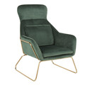 Penelope Contemporary Lounge Chair in Gold Metal and Green Velvet by LumiSource