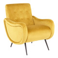 Rafael Contemporary Lounge Chair in Black Metal and Yellow Velvet by LumiSource