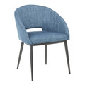 Renee Contemporary Chair in Black Metal Legs and Blue Fabric by LumiSource